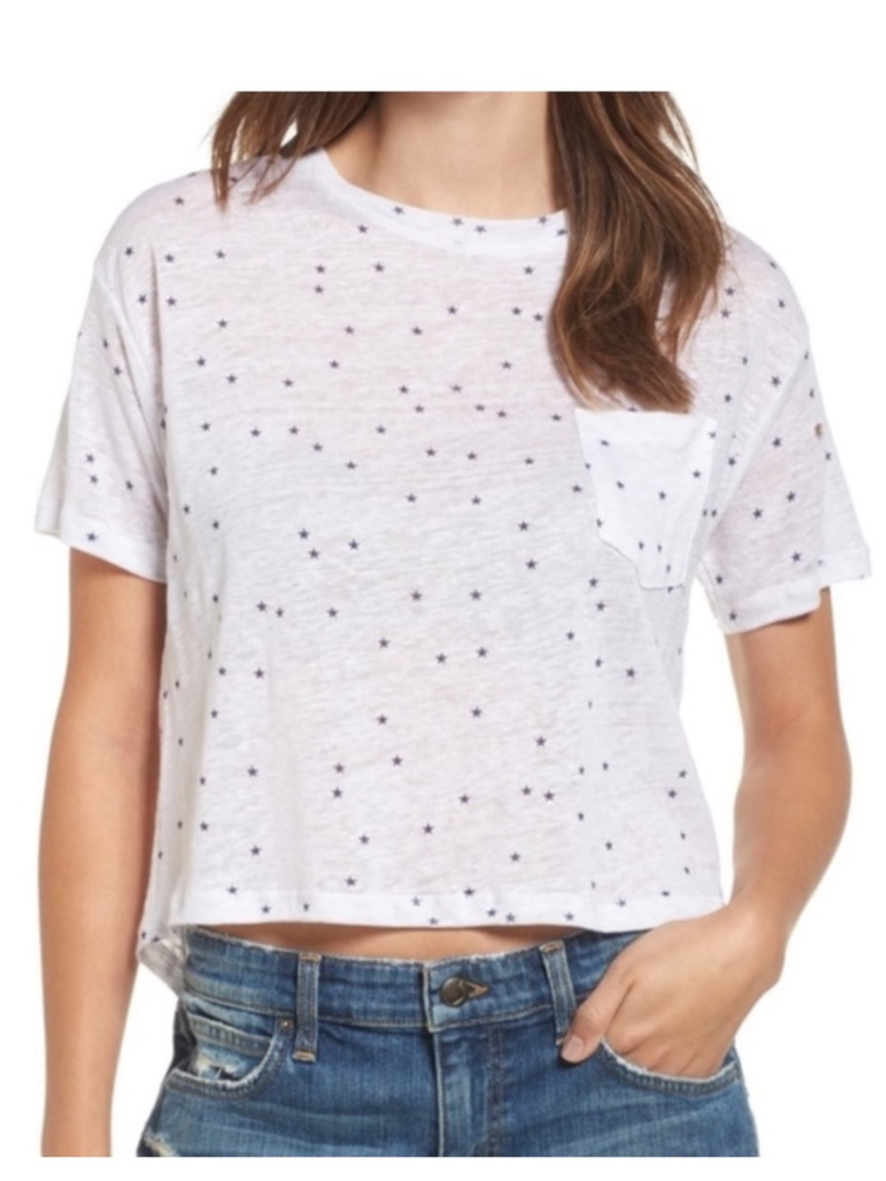 Rails White Short-Sleeve Pocket Tee with Tiny Black Dot Print